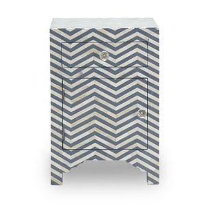 Meubles de chambre à coucher modernes en bois massif vieilli avec belle incrustation d'os Table de chevet ZigZag pour la maison et l'hôtel Salons Salles de bains - Product Image 2