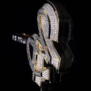 Collar Hip Hop Personalizado de Plata de Ley 925, Joyería de Moda para Hombre/Mujer, Colgante Personalizado con Moissanita, Chapado en Oro y Rodio - Product Image 5