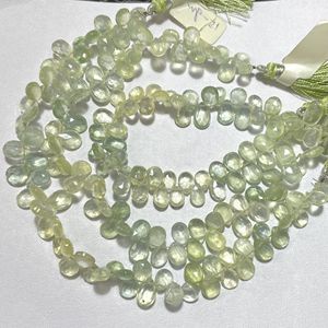 Cuentas de Briolette con forma de almendra, venta al por mayor, tienda de piedras preciosas, Prehnita facetada, pera, Color verde, cuentas de piedra calibradas - Product Image 4