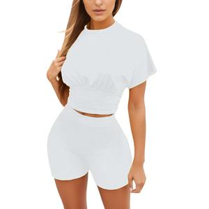 Hawk Eye Sport's Cotton Ribbed High-Waist Fitness Bra Legging Yoga Set Patrón sólido con cierre de cintura elástica PayPal verificado - Product Image 2