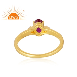 แหวนพลอย925เงินสเตอร์ลิง18K ชุบทอง18K แหวนอัญมณีเพชรสังเคราะห์และทับทิมธรรมชาติเครื่องประดับอัญมณีดีสำหรับผู้หญิงของขวัญสำหรับผู้หญิง - Product Image 2