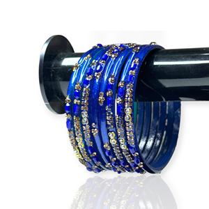 Conjunto de Brazaletes de Boda Modernos Chapados en Oro Azul Hechos a Mano, Diseño Geométrico, Imitación de Perla a Precio de Mayoreo para Mujer - Product Image 2