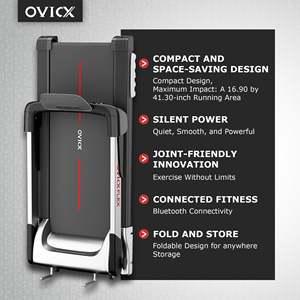 Tapis Roulant Pieghevole Portatile OVICX con Bluetooth e App per il Monitoraggio <span class=keywords><strong>Fitness</strong></span>, Motore Elettrico Silenzioso per l'Esercizio Fisico - Product Image 2