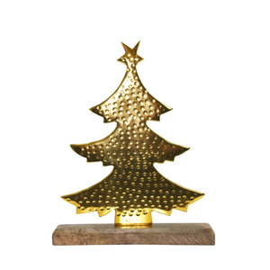 Ornements de Noël en aluminium doré de qualité supérieure, artisanat en métal, pièce maîtresse pour arbre de Noël avec base en bois, prix bas - Product Image 4
