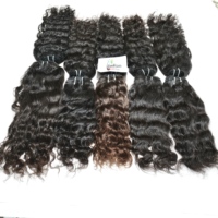 Cheveux humains indiens Remy naturels non traités noirs pour femmes, 100g, lots de mèches ondulées avec double trame machine, extensions à tisser et à clipser