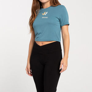 Crew Neck Lightweight Crop Tops for <b>Women</b> <b>Slim</b> <b>Fit</b> Short Style Custom Design Tshirts Eco-Friendly From Bangladeshi Supplier OEM - Product Image 1