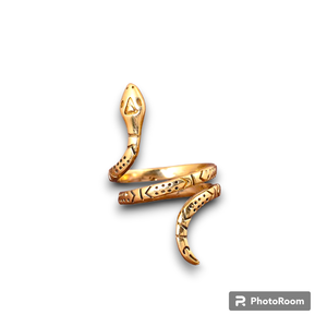Gothic <b>Snake</b> Brass Wrap 18k <b>Gold</b> Plated Serpent Open Wholesale <b>Ring</b> for women - Product Image 1