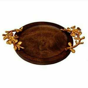 Bandeja de servidor de alimentos de calidad Superior estilo lujoso diseño hecho a mano bandeja de Metal Decoración de mesa de cena bandejas de Servir Salver - Product Image 2