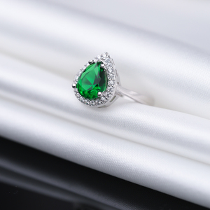 Émeraude CZ Pierre Poire Forme Turc Fabriqué À La Main En Gros 925 Bague En Argent Sterling Cluster - Product Image 4