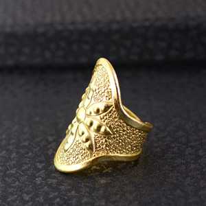 Unique Design Boho Flower Shield <b>Rings</b> Dainty Brass <b>Rings</b> Women 18K Gold Plated Floral Oval <b>Rings</b> <b>Statement</b> <b>Rings</b> Wholesale/OEM - Product Image 3