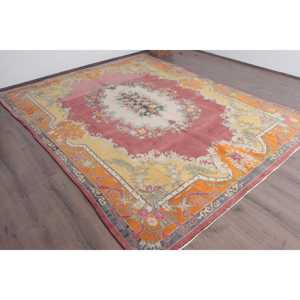 พรมตุรกี 7.3x9.7 ฟุต (222x295 ซม.) สีแดงลายอิคัต พรมวินเทจ - Product Image 3