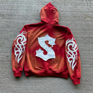 100% algodón francés Terry Dtg remache tachonado Rhinestone impresión piedra lavado desgastado pulóver sudaderas con capucha para hombres - Product Image 4