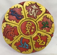 Décoration murale ronde en bois sculpté, motif Bouddha Mandala, plaqué or et argent, imitation antique, cadeau de décoration de vacances