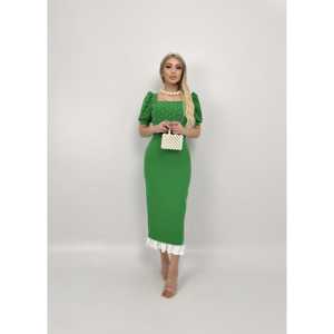 Vestido Ajustado con Detalles de Perlas 3005, Cintura Natural, Tela Jersey - Product Image 1