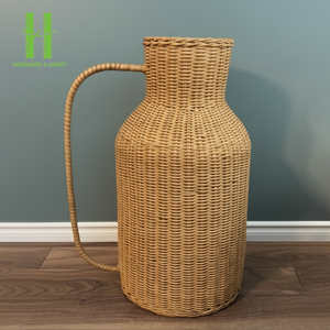 Best Seller Eco-Friendly Wicker Footed Urn Handmade Woven Rattan Wedding 4-5L Rustic Decorative Floor/Tabletop <b>Vase</b> Dry Flowers - Product Image 2