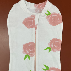 Couvertures portables en coton pour tout-petits Sacs de couchage à langer minces et extensibles confortables Motif floral Mousseline Sac de couchage pour bébé avec fermeture éclair - Product Image 1