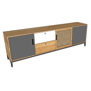 Modern Luxury 1.8m Rubberwood TV Stand with Iron Legs Contemporary Minimalist TV <b>Table</b> for Living Room KTV68085 - Product Image 2