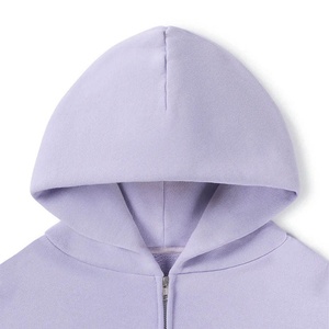 Sudadera con capucha de invierno para hombre, personalizada, extragrande, de algodón grueso de 400 GSM, con cremallera, forro de punto, color liso y cuello redondo. - Product Image 3