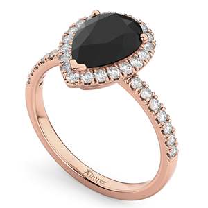แหวนหมั้นทองคำ 14K ประดับเพชร 2.51 กะรัต รูปทรงลูกแพร์ สีดำ ดีไซน์หรูหรา - Product Image 3