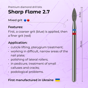ดอกสว่านเจียรเล็บเพชรแท้ รุ่น Original Best Professional Sharp Flame ขนาด 2.7 มม. สีน้ำเงิน+แดง สำหรับทำเล็บมือและเล็บเท้า อุปกรณ์เสริมสำหรับร้านทำเล็บ ผู้จัดจำหน่าย - Product Image 3