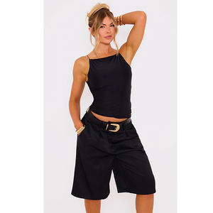 Haute qualité personnalisable femmes à bretelles épaule haut noir Slinky décontracté fête Style OEM Logo lavable pour le printemps en gros - Product Image 5