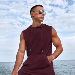 Survêtement d'été respirant à manches courtes pour hommes débardeurs à capuche et shorts de sport décontractés ensemble de survêtement 2 pièces - Product Image 5
