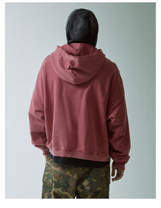 Sudadera con Capucha Extra Grande para Hombre de Alta Calidad, Negra y Gris, Estilo Urbano Hip Hop, Estampado Bordado, Cierre Frontal con Cremallera, Múltiples Costuras - Product Image 3