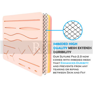 Coussin d'entraînement à la suture pour étudiants en médecine, réutilisable, en silicone, simulation réaliste de la peau et motifs de plaies variés - Product Image 6