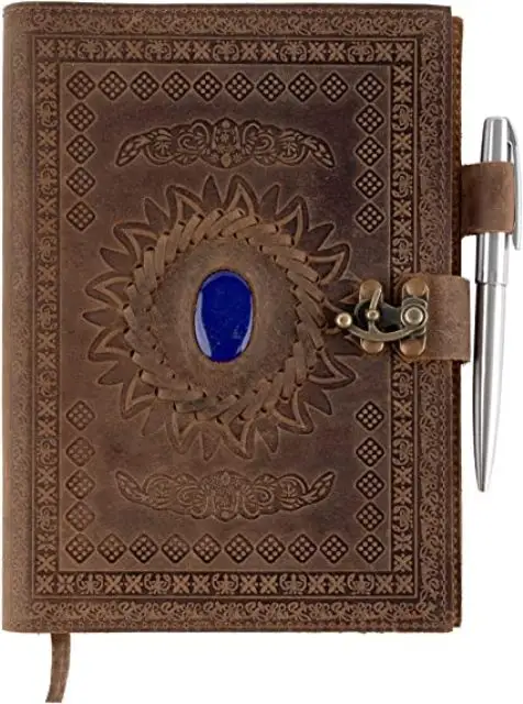 Journal en cuir avec Pages doublées, carnet Vintage Chakra en cristal, livre d'ombres fait à la main