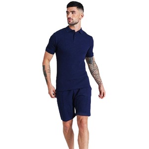 2025 nouveau Style sur mesure hommes polos et shorts ensemble 100% coton respirant et grande taille plein été tenue décontracté - Product Image 1