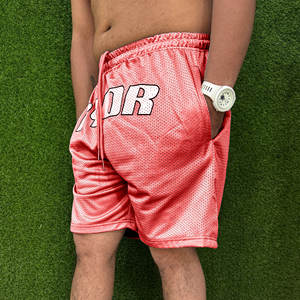 Shorts de sport pour hommes en maille unie respirante, vêtements de sport pour la salle de gym, logo personnalisé, imperméables, séchage rapide, shorts d'entraînement sportifs - Product Image 2