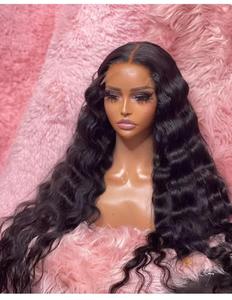28 pouces bouclés HD dentelle pleine vierge indien perruques de cheveux humains bouclés Transparent dentelle avant perruques de cheveux humains pour les femmes noires - Product Image 4