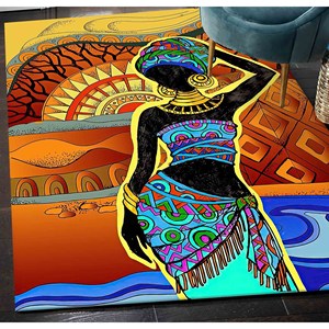 Alfombra de Arte Africano con Diseño de Mujer: Alfombra Decorativa Étnica Antideslizante, con Pelo Suave - Product Image 3