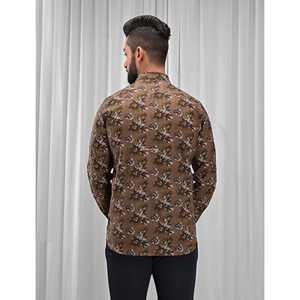 Chemise décontractée 100 % coton imprimée pour homme, manches longues, motifs floraux à pois, tissu popeline Oxford tendance, offre ODM - Product Image 3