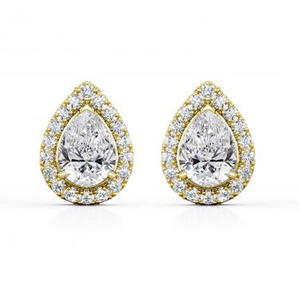 Boucles d'oreilles Halo Moissanite en or 14 carats coupe poire 2.6 CTS D VVS IGL certifié bijoux d'anniversaire de mariage pour femmes plaqué rhodium - Product Image 1