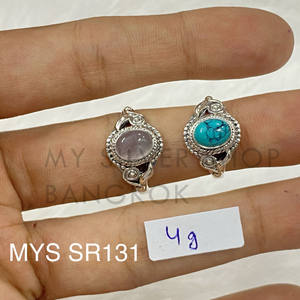 แหวน Boho เงิน925พร้อมเครื่องประดับเงินชั้นดีพร้อมพลอยธรรมชาติ - Product Image 1