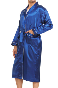 Ropa de dormir para hombre, bata de baño gruesa de satén de seda para noche, bata de salón, bata de seda larga clásica para hombre - Product Image 5
