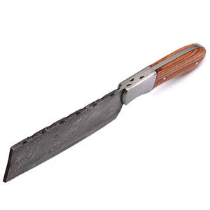 Couteau de cuisine en acier Damas écologique sur mesure en gros, hachoir, lame fixe tranchante, manche en bois, lave-vaisselle - Product Image 2