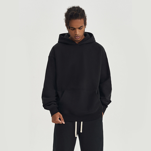 Personalizado grueso peso pesado streetwear Sudadera con capucha de gran tamaño unisex 100% algodón puff impresión liso sin cuerda diseñador polar hombres Sudadera con capucha - Product Image 2