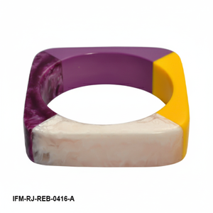 Bracelet carré perspicace et éclatant, rétro moderne, en résine bicolore, cadeau pour elle - Product Image 5