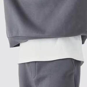 ชุดวิ่งของผู้ชายเสื้อฮู้ดสไตล์สตรีทแวร์ผ้าคอตตอนเปล่าย้อมสีล้วนสำหรับฤดูหนาวโลโก้แบบกำหนดเอง - Product Image 4