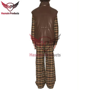 Chaleco de piel de vaca auténtica marrón Vintage para hombre y mujer, chaleco de invierno con patrón 3D cálido de tamaño personalizado, informal transpirable para seguridad - Product Image 4