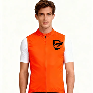DEZE Gilet de cyclisme sans manches orange haute visibilité coupe-vent, séchage rapide, respirant, pour le cyclisme sur route, VTT, sports de plein air - Product Image 1