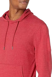 Sudadera con Capucha Ligera de Invierno para Hombre, Roja, Tejida a Crochet, Bordada, Informal, de Mezcla de Algodón, con Bolsillo - Product Image 3