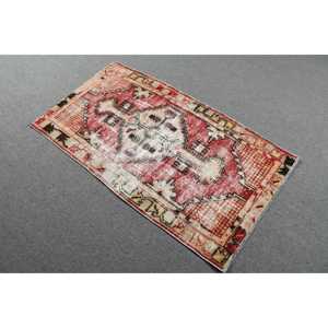 Tapis turc vintage 2,6x4,7 pi (79x142 cm), tapis à bordures rouges - Product Image 2