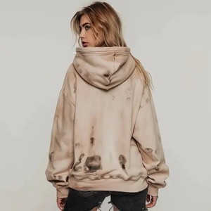 Sweat à capuche unisexe surdimensionné 100% coton Logo personnalisé brodé Style Streetwear lourd Automne Acid Wash Sun Sweatshirts pour hommes - Product Image 4