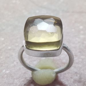 925 Sterling Silver Ladies Ring 12mm Lemon Hydro Cushion Gemstone Handmade Natural High Quality Jewellery Classic for Parties - Product Image 4