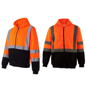 Hi-Visibility Comfort Weight Fleece Reflective Jacket Zippered Hoodie avec respirant et imperméable Caractéristiques La sécurité d'abord! - Product Image 3