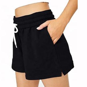 Vente en gros de shorts pour femmes 100% coton 250 GSM Fleece Jogger Shorts respirant avec taille élastique Shorts de gym et de course décontractés - Product Image 3