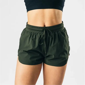 Pantalones cortos para correr para mujer con logotipo impreso personalizado, pantalones cortos para correr transpirables de cintura media con mejores ventas para mujer - Product Image 1